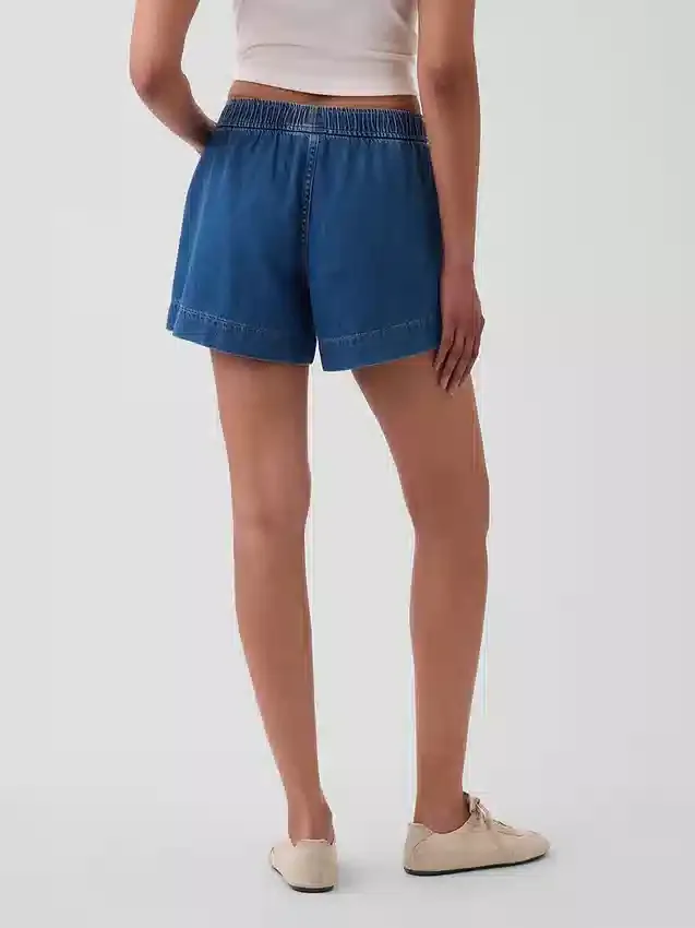 Shorts en denim ultra-doux à taille mi-haute