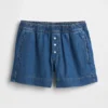 Shorts en denim ultra-doux à taille mi-haute
