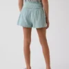 Shorts en gaze de coton pour enfant à ourlet papillon
