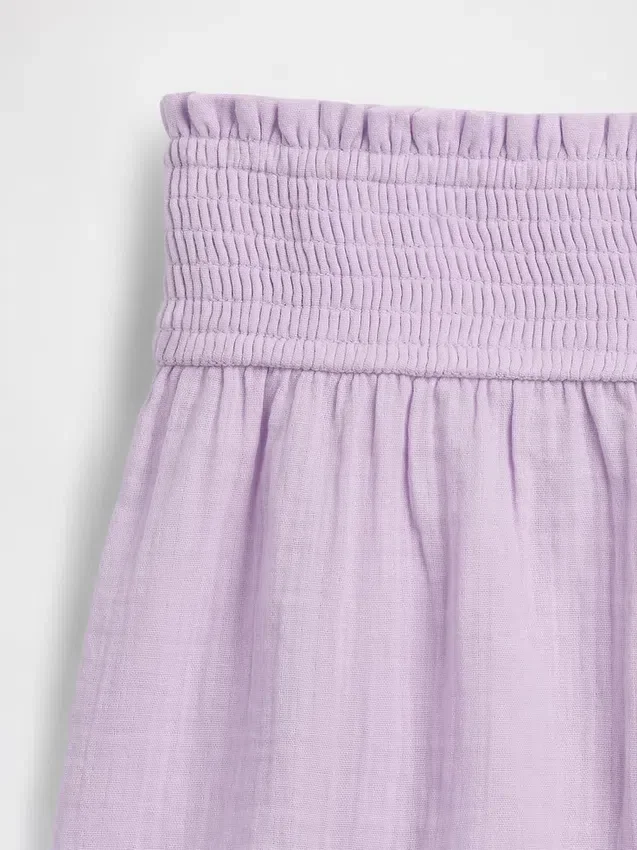 Shorts en gaze de coton pour enfant à ourlet papillon