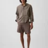 Shorts en lin et coton de 7,5"