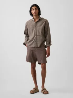 Shorts en lin et coton de 7,5"