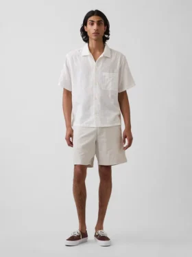 Shorts en lin et coton de 7,5"