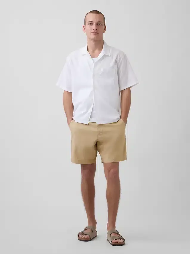 Shorts en lin et coton de 7,5"