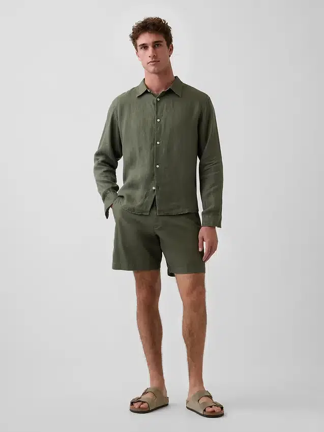 Shorts en lin et coton de 7,5"