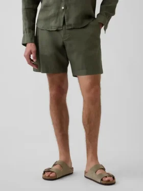 Shorts en lin et coton de 7,5″