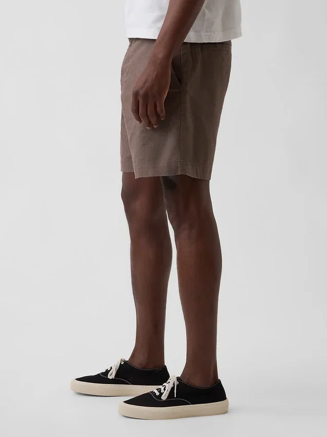 Shorts en lin et coton de 7,5"