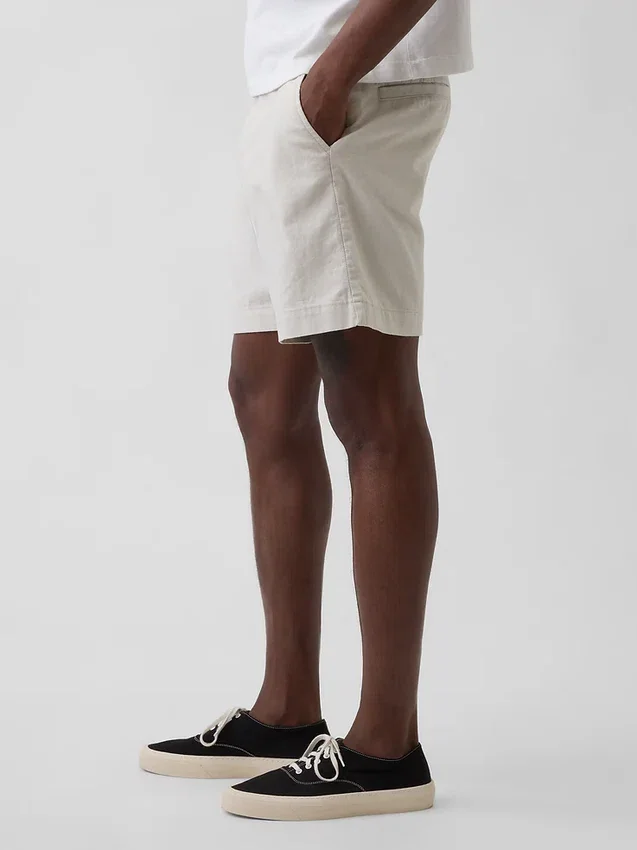 Shorts en lin et coton de 7,5"