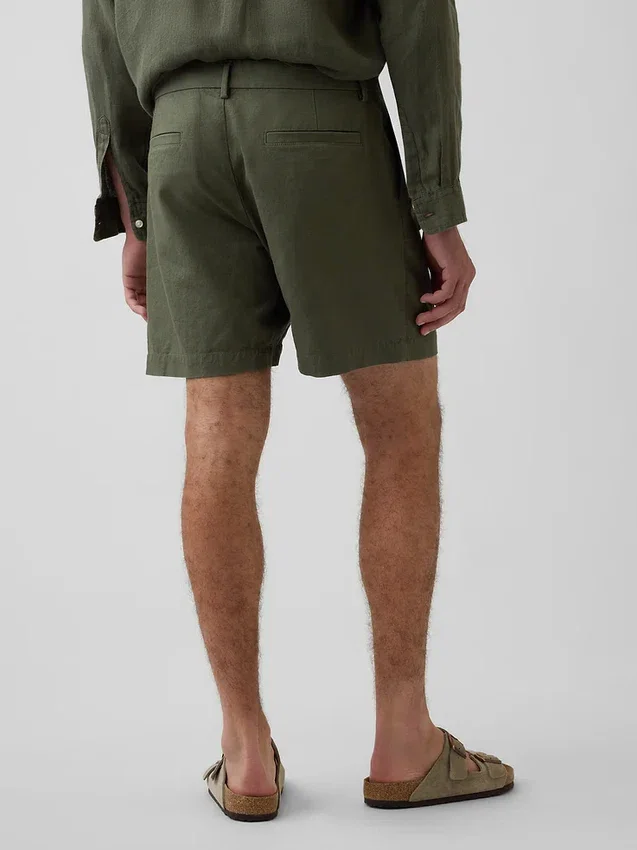 Shorts en lin et coton de 7,5"