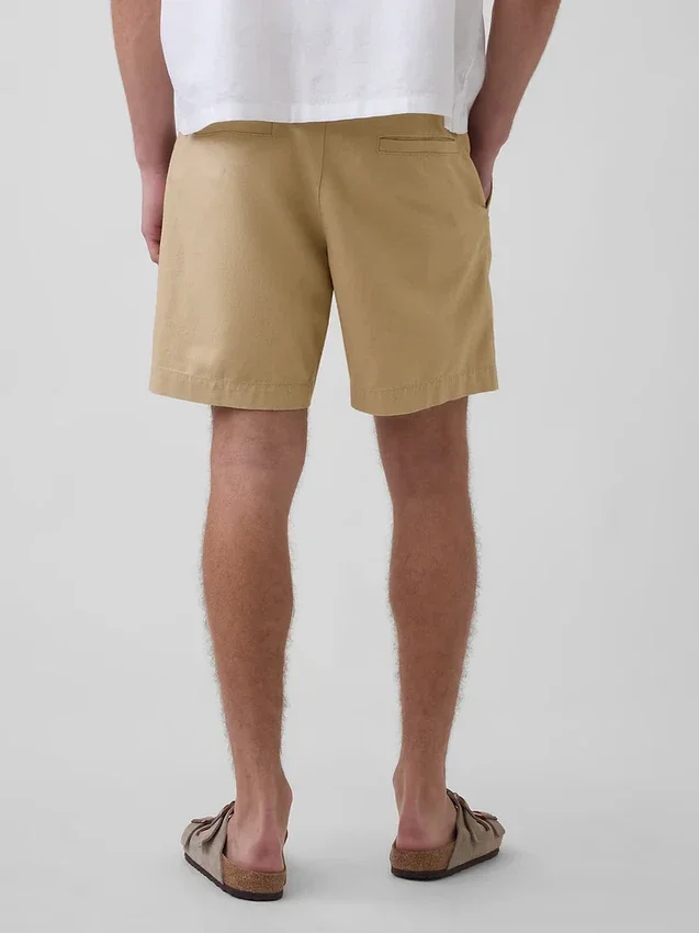 Shorts en lin et coton de 7,5"