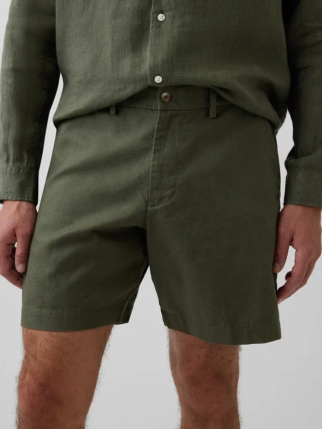 Shorts en lin et coton de 7,5"