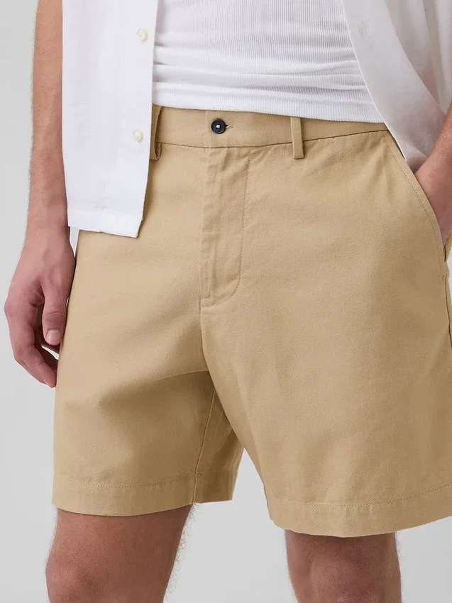 Shorts en lin et coton de 7,5"