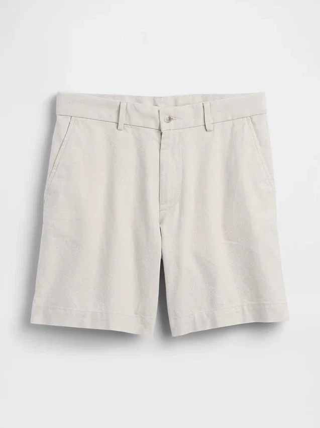 Shorts en lin et coton de 7,5"