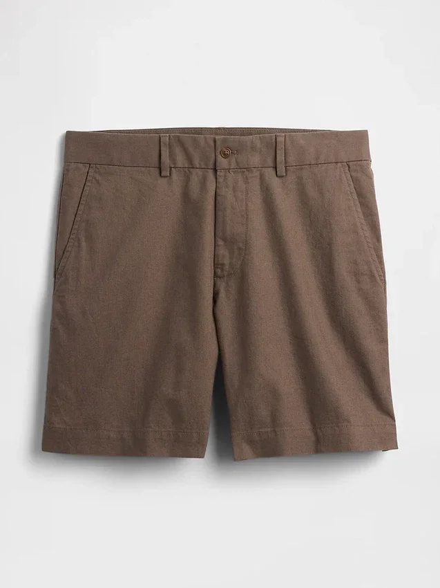 Shorts en lin et coton de 7,5"