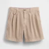 Shorts en sergé plissé à taille mi-haute (6")