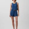 Shorts facile à enfiler en denim de gaze de coton 4"