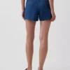 Shorts facile à enfiler en denim de gaze de coton 4"