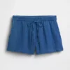 Shorts facile à enfiler en denim de gaze de coton 4"