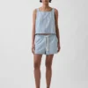 Shorts facile à enfiler en denim rayé ultra-doux