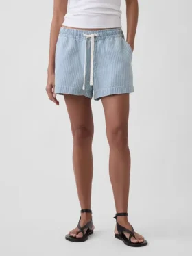Shorts facile à enfiler en denim rayé ultra-doux
