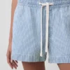 Shorts facile à enfiler en denim rayé ultra-doux