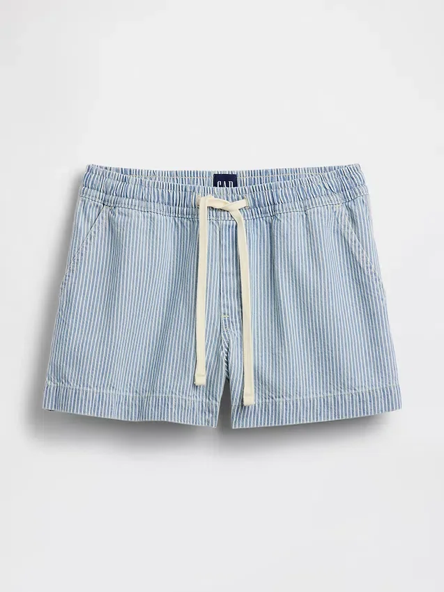 Shorts facile à enfiler en denim rayé ultra-doux