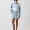 Shorts facile à enfiler en denim rayé ultra-doux