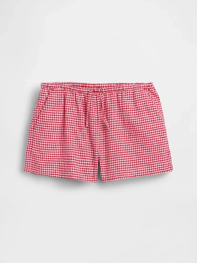 Shorts facile à enfiler en lin et coton à carreaux vichy pour enfant