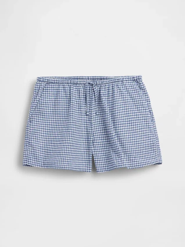 Shorts facile à enfiler en lin et coton à carreaux vichy pour enfant