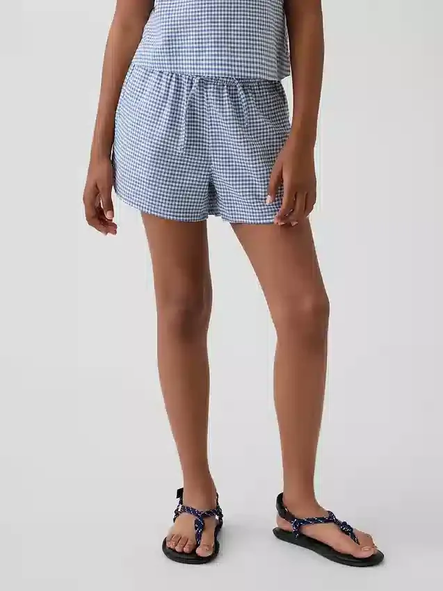 Shorts facile à enfiler en lin et coton à carreaux vichy pour enfant