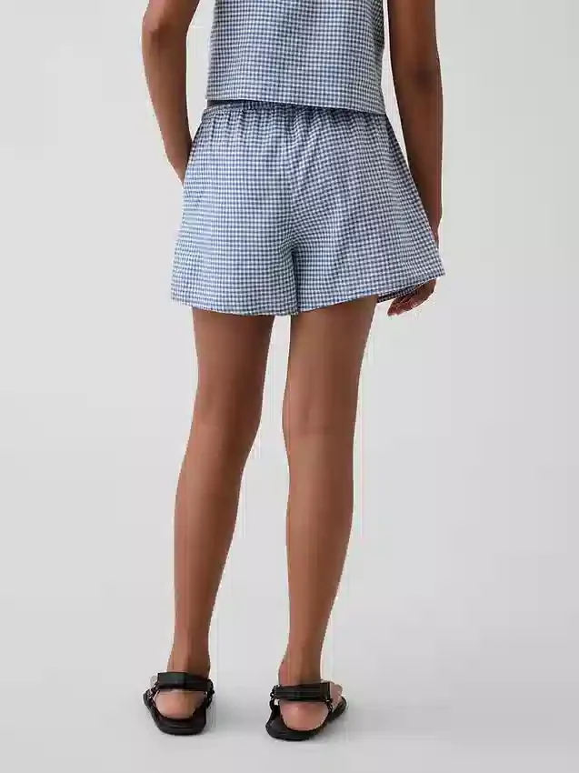 Shorts facile à enfiler en lin et coton à carreaux vichy pour enfant