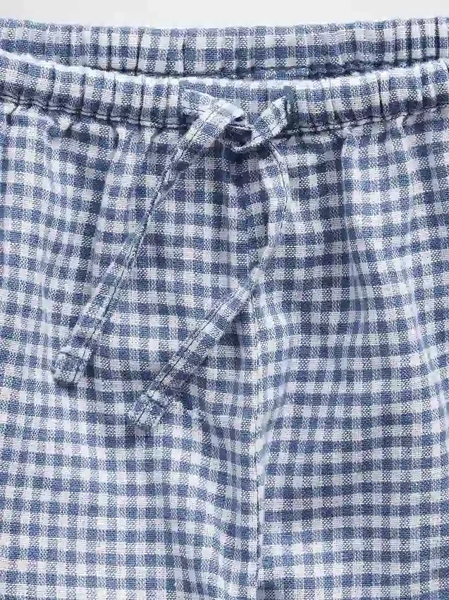 Shorts facile à enfiler en lin et coton à carreaux vichy pour enfant