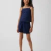 Shorts facile à enfiler pour enfant en lin et coton avec bordure en dentelle