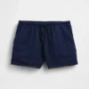 Shorts facile à enfiler pour enfant en lin et coton avec bordure en dentelle