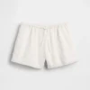 Shorts facile à enfiler pour enfant en lin et coton avec bordure en dentelle