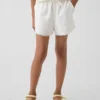 Shorts facile à enfiler pour enfant en lin et coton avec bordure en dentelle