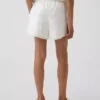 Shorts facile à enfiler pour enfant en lin et coton avec bordure en dentelle