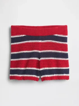 Shorts facile à enfiler à rayures en crochet pour enfant