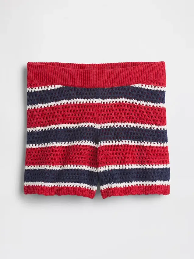 Shorts facile à enfiler à rayures en crochet pour enfant