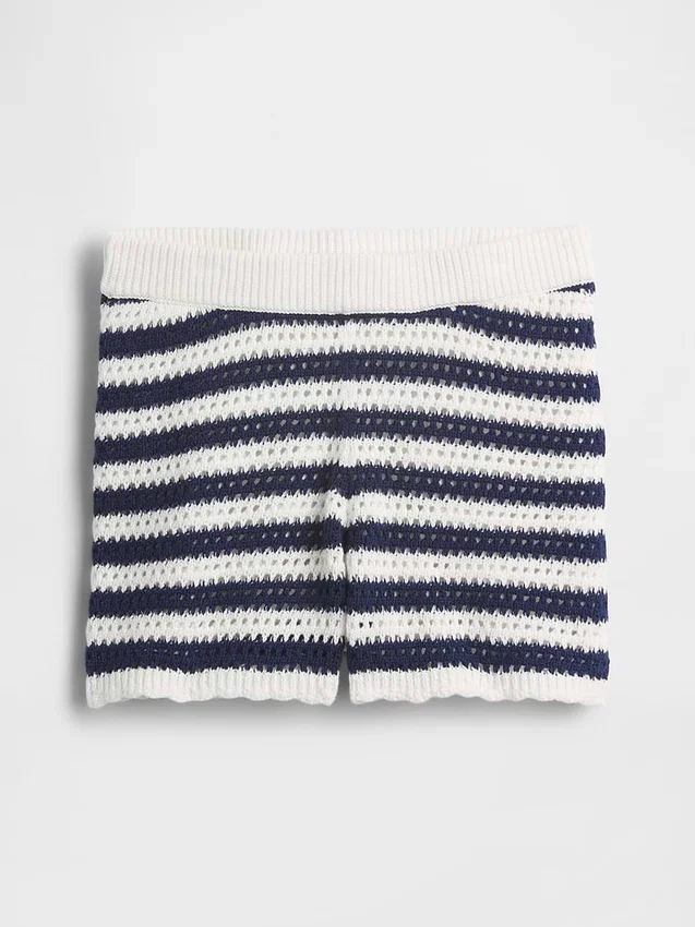 Shorts facile à enfiler à rayures en crochet pour enfant