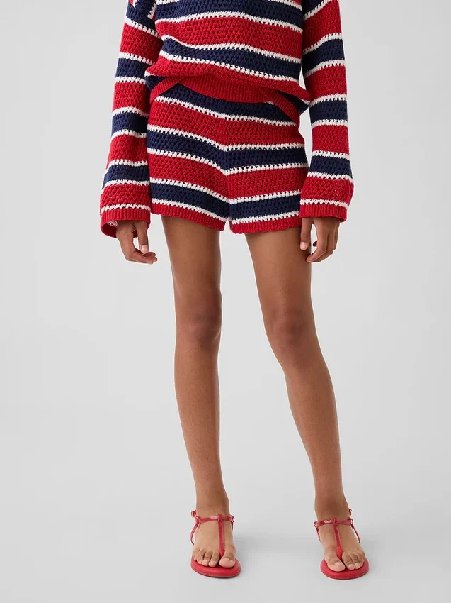 Shorts facile à enfiler à rayures en crochet pour enfant