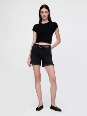 Shorts « girlfriend » en denim à taille mi-haute de 5"