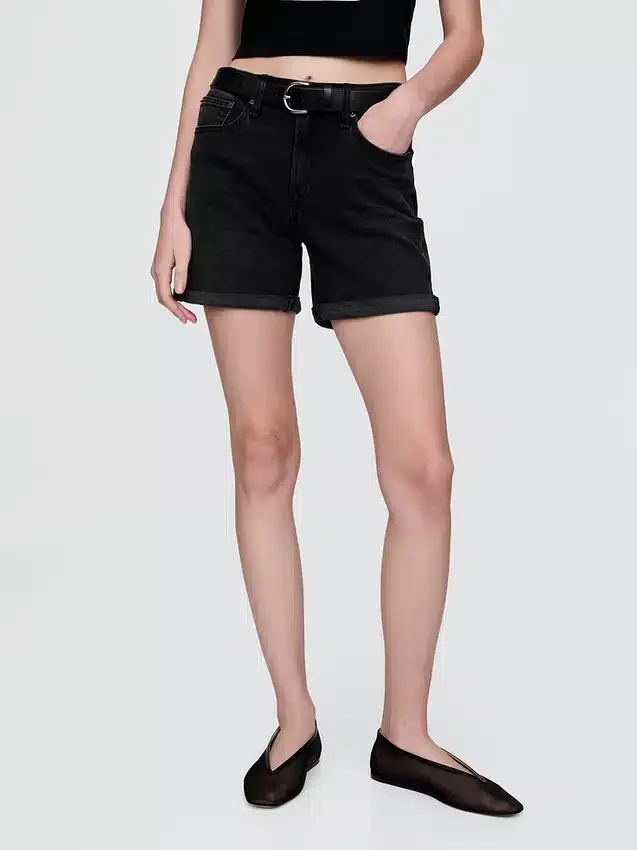 Shorts « girlfriend » en denim à taille mi-haute de 5"