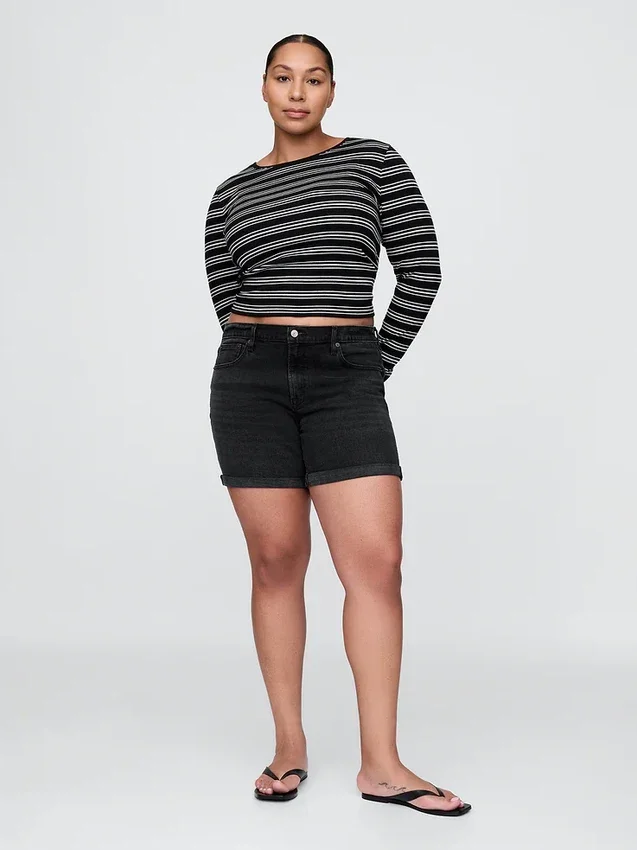 Shorts « girlfriend » en denim à taille mi-haute de 5"