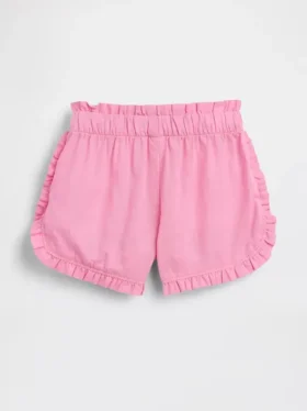 Shorts pour bébé & enfant en lin et coton à volants et motif dauphin