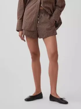 Shorts rayés en popeline de coton bio