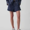 Shorts rayés en popeline de coton bio