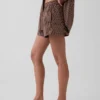 Shorts rayés en popeline de coton bio