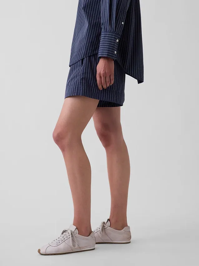 Shorts rayés en popeline de coton bio