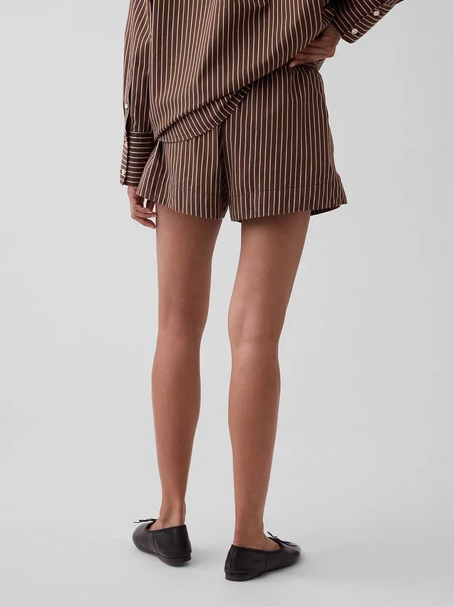 Shorts rayés en popeline de coton bio